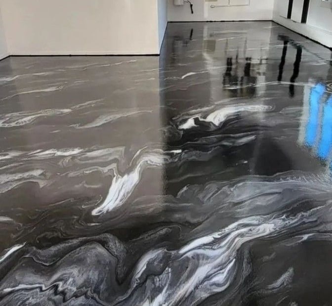 Black and White Metallic Floor in Grand Island NE Home