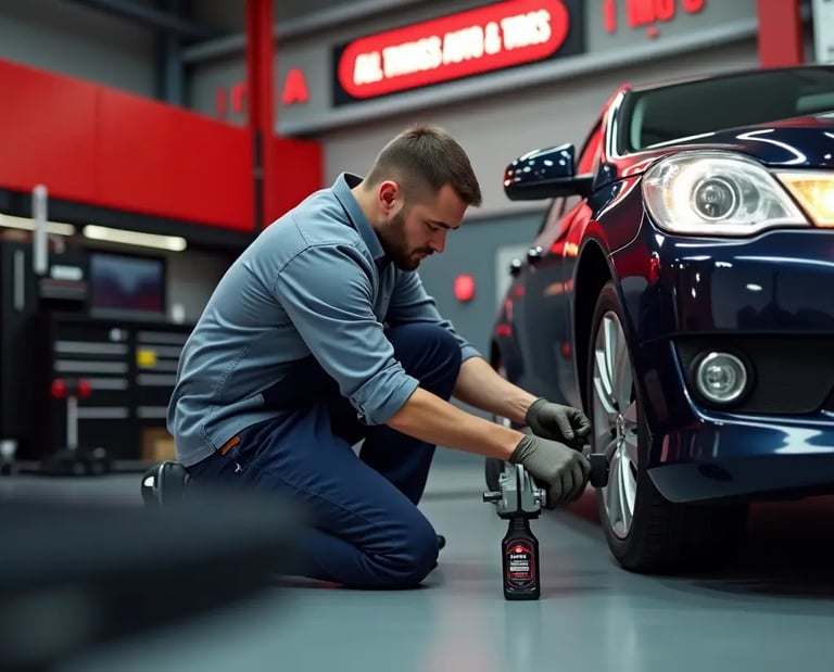 Mechanics inspecting a car at an auto repair shop, ensuring quality maintenance and professional