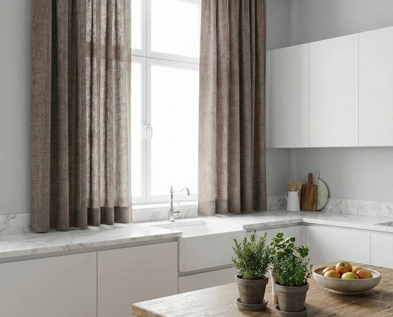 keten perde, mutfak perdesi, keten fon perde, fon perde, keten tül, keten fon, keten mutfak perdesi