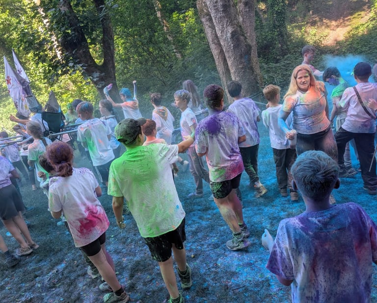 Scouts from Grassendale enjoying a colour run