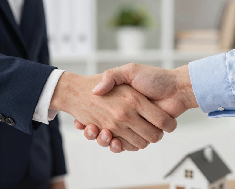 A professional consultant presenting an energy certificate to a happy homeowner.