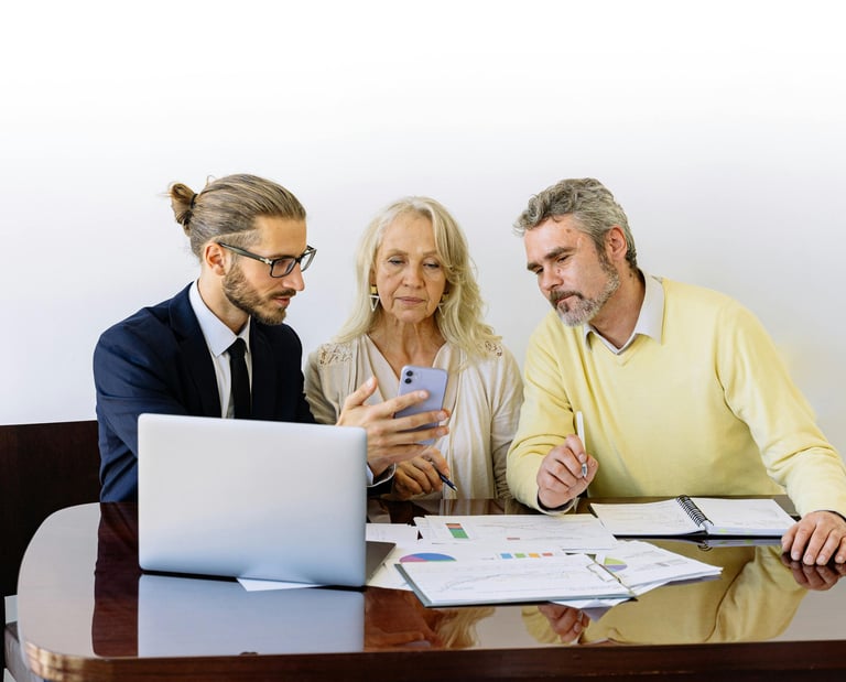 Agent presenting to client couple