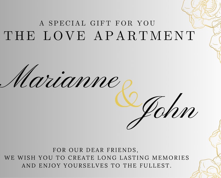 The Love Apartment - gift card for engagement, honeymoon, friends, lovers