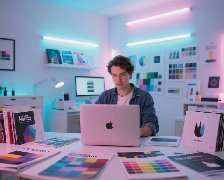 a man sitting at a desk with a laptop computer