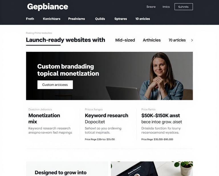 A sleek starter website homepage showcasing clear navigation and monetization features.