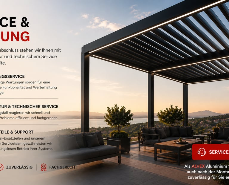Professioneller Service und Wartung für Aluminium Pergola, Wintergarten und Glassysteme in Deutschla