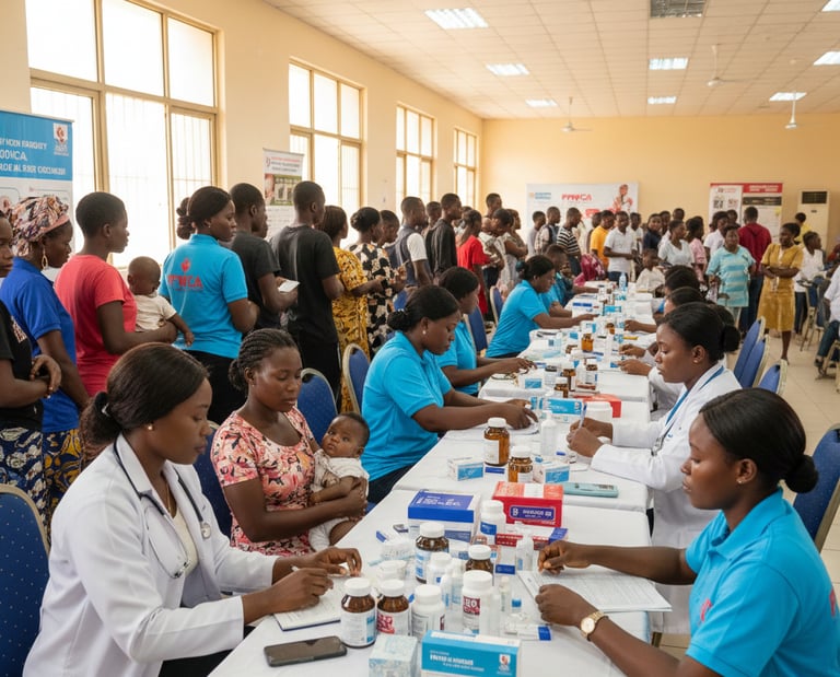 Image showing doctors attending to participants during an outreach
