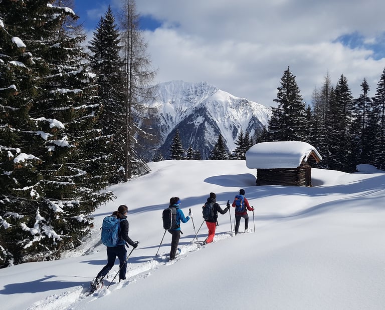 Schneeschuhwandern im Parc Ela