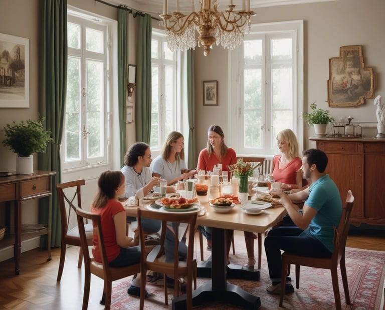 Close-up of a freshly prepared pasta dish topped with rich tomato sauce and basil.