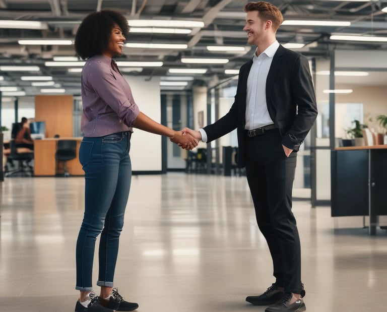 A busy office scene showing recruiters reviewing resumes and conducting interviews.