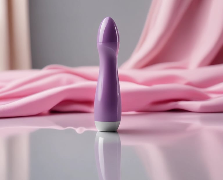 A sleek black and burgundy themed banner showing subtle silhouettes of sensual products in a minimalist style.