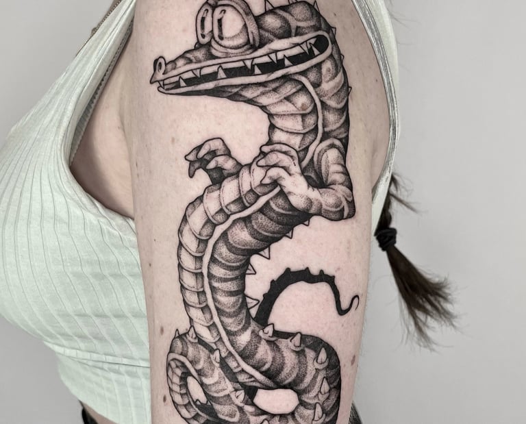 Tatouage de crocodile serpent à Big Foot Bayonne