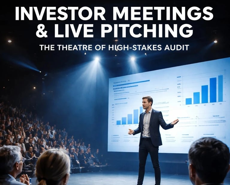Investor meetings and live pitching presentation strategy.