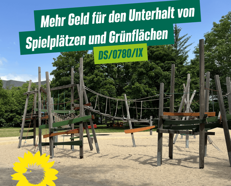 Sharepic zum Antrag mit dem Foto eines großen Klettergrüsts.