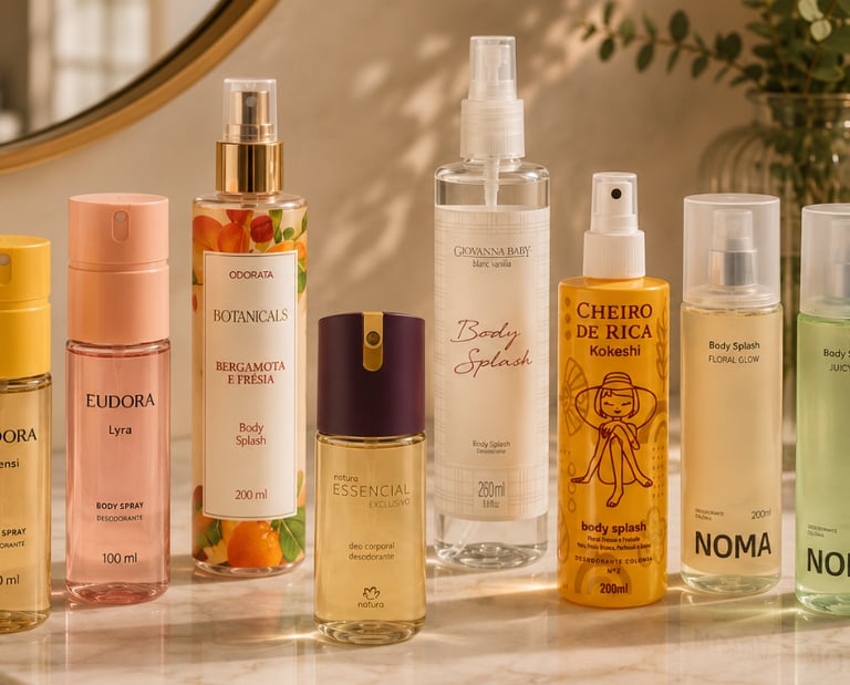 Banheiro elegante com sprays corporais
