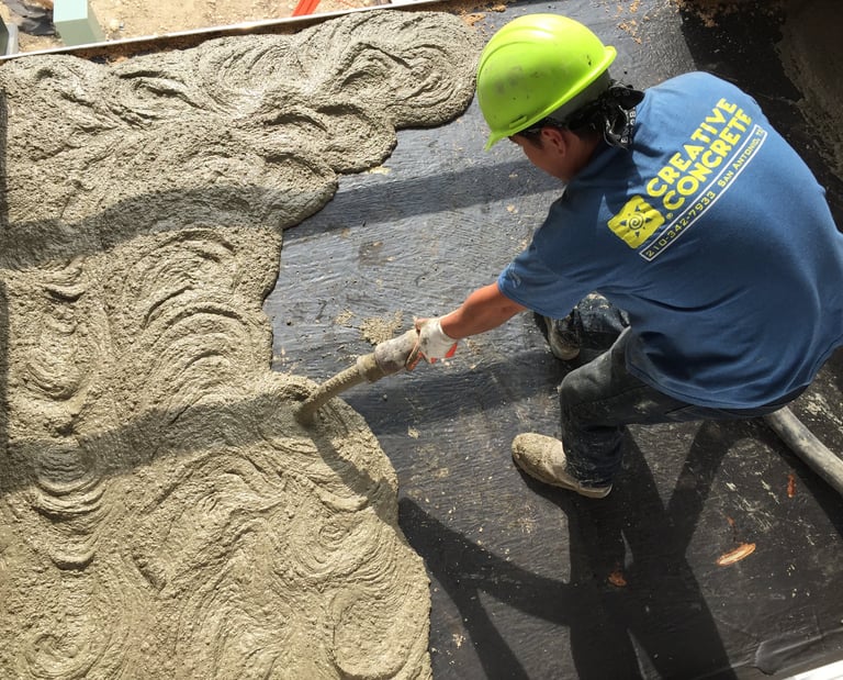 Concrete deck with waterproofing.