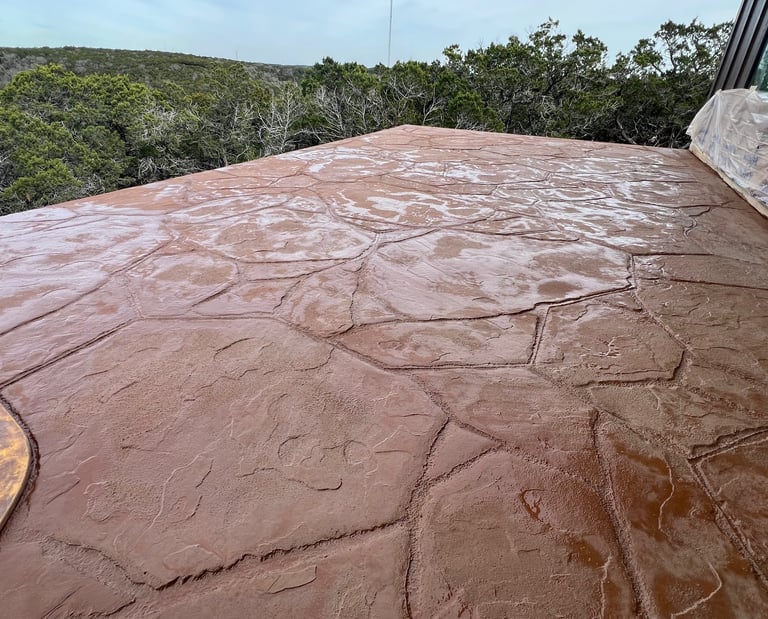 Stamped concrete balcony.