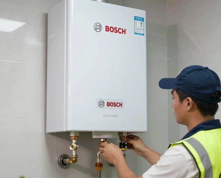 Close-up of Bosch appliance control panel being serviced.