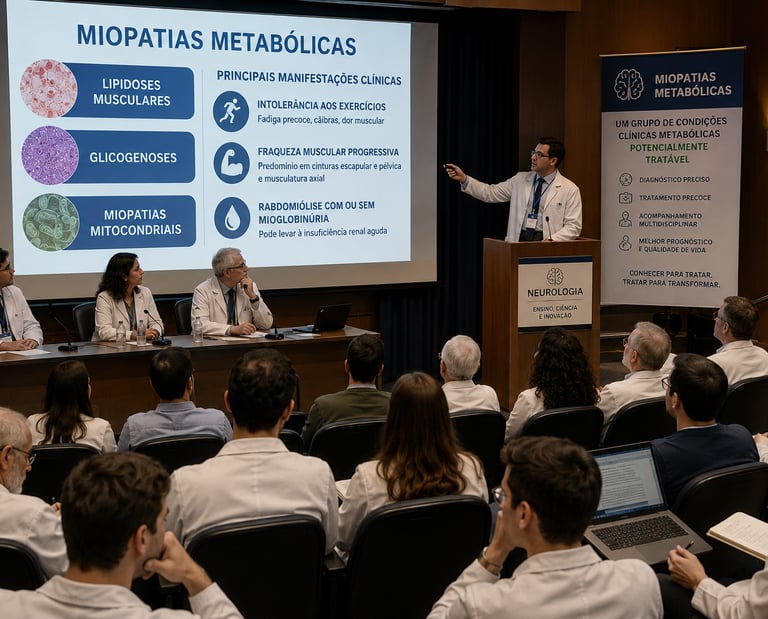 Miopatias metabólicas; Glicogenoses musculares; Lipidoses musculares, VLCAD, LCHAD, MTP, NLSD-M
