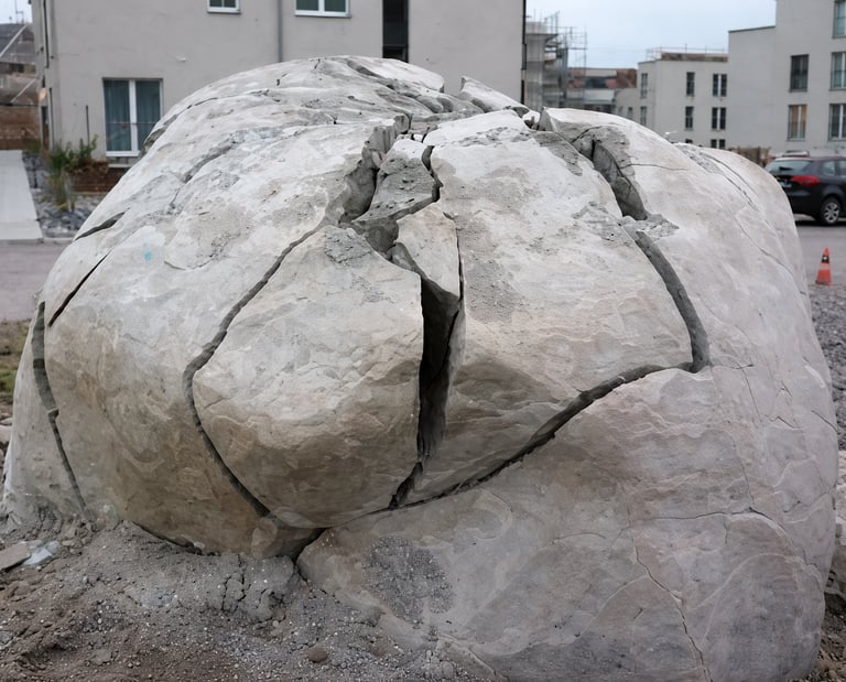 Rocha grande faturada com uso de massa expansiva