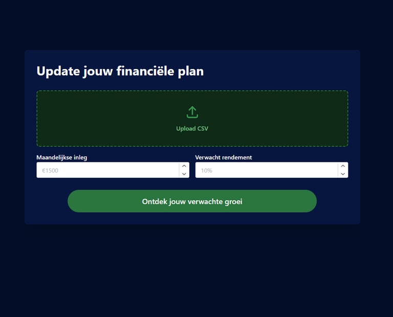 Update your financial plan tool with CSV upload, monthly deposit, and return rate fields.