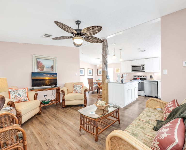 Fun Beach House Vacatrion Rental Living Area