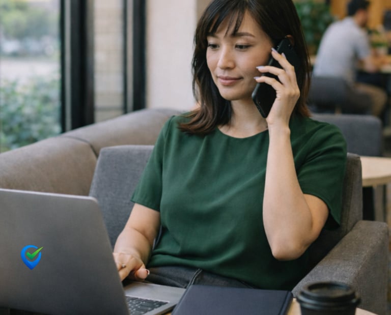 CheckConnect person receiving instructions from client