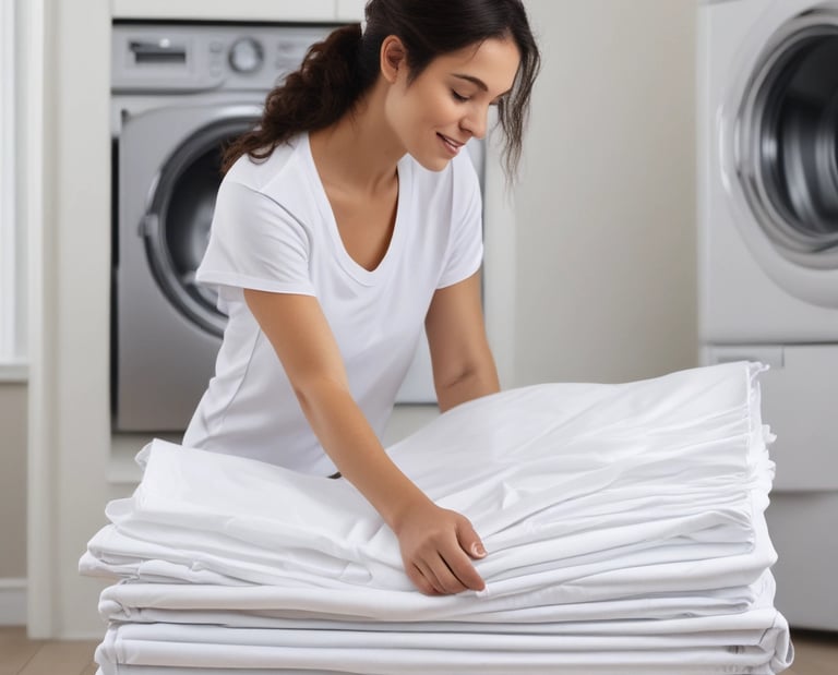 A clean stack of freshly laundered towels ready for delivery.