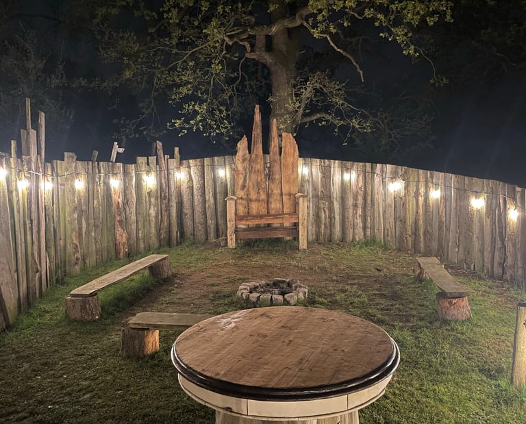 Communal firepit area ready for chilling