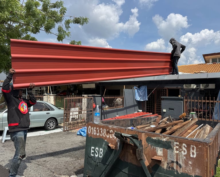 Installing metal deck roofing sheets with PU metal