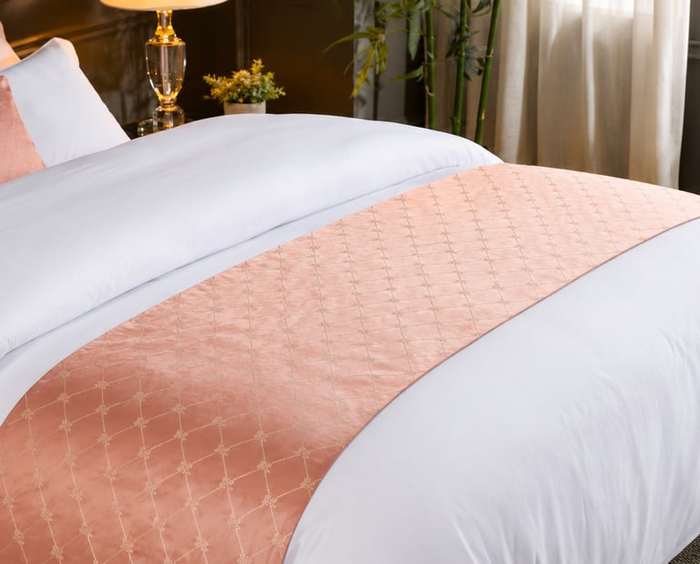 Luxury decorative bed runners crafted for hotels, resorts, wholesalers, and international home texti