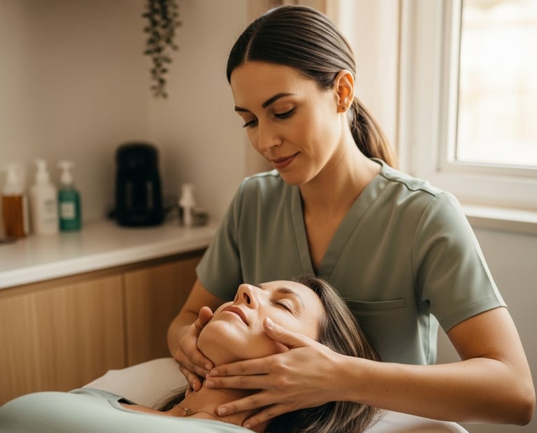 a woman getting a massage at a spa