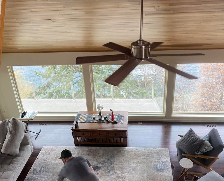 Image of our area rug cleaning in progress in an okanagan home