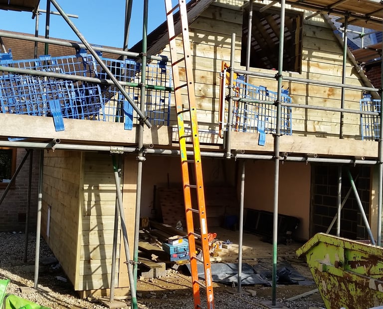 A house with scaffolding