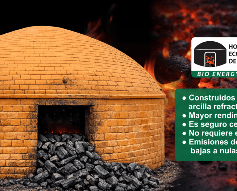 Eco-friendly charcoal brick kiln producing high-yield bioenergy with zero emissions.