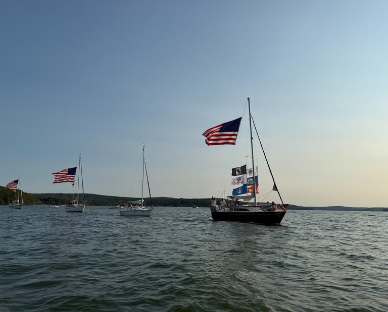 Sailboats cruising on Lake Wallenpaupack on July 4th