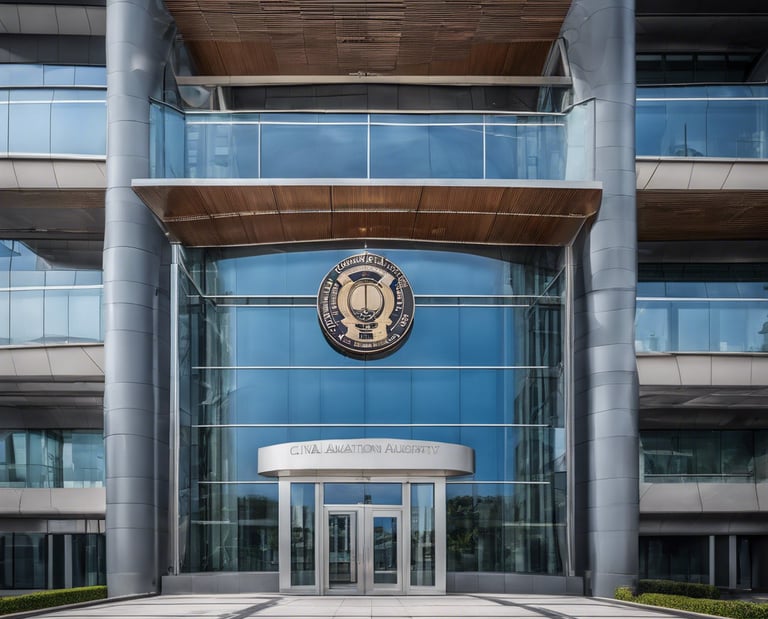 a building with a glass facade and a sky view