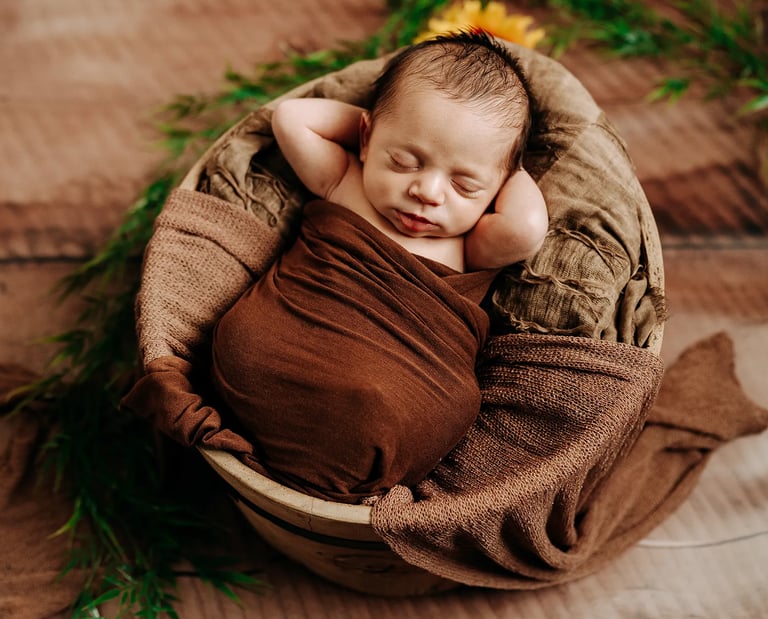 un bébé pendant une séance photo de naissance à troyes