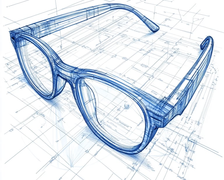 blueprint style illustration of glasses