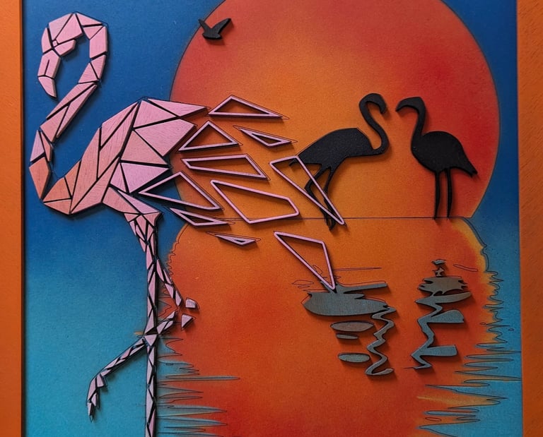 cadre d'un flamant rose