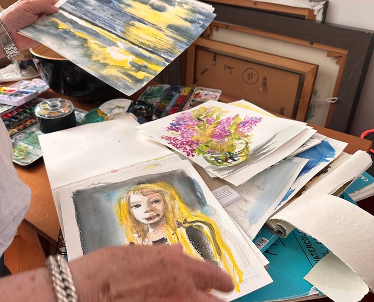 sketches and watercolours