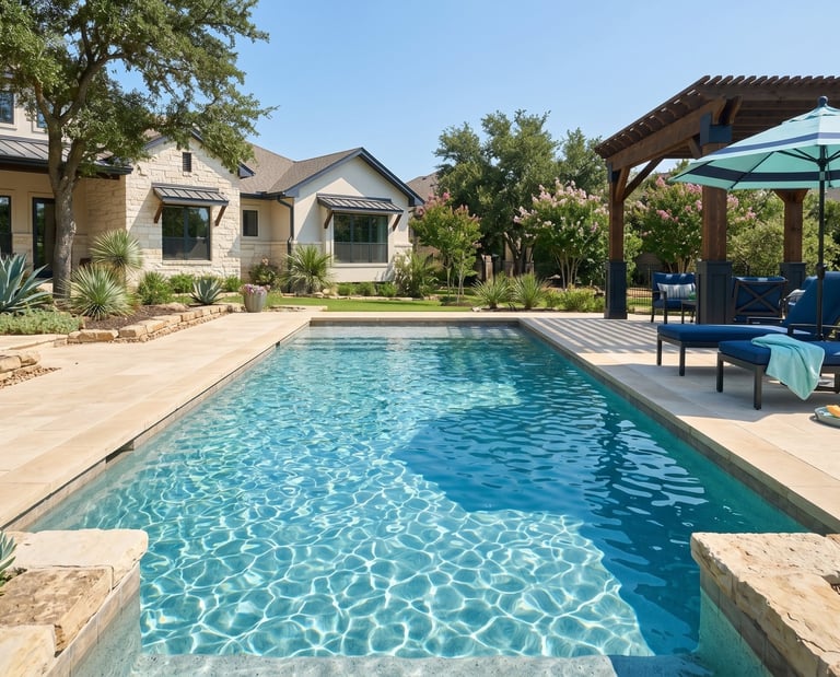 Clear residential pool water after weekly pool water care in Round Rock TX