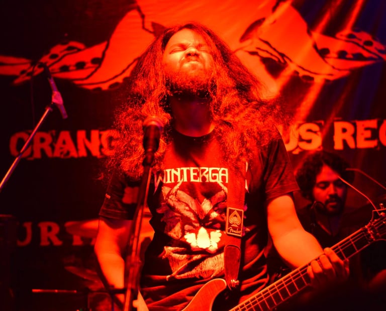 Frontman Devashish Dutt performs with his band Winter Gate at an Orange Octopus event in 2016