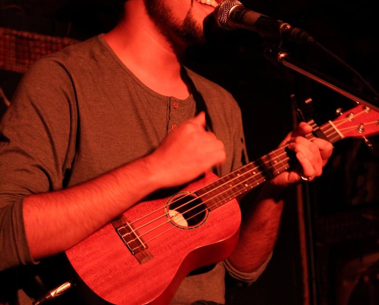 Luv Mahtani, a singer-songwriter performs at an Orange Octopus event in 2017.