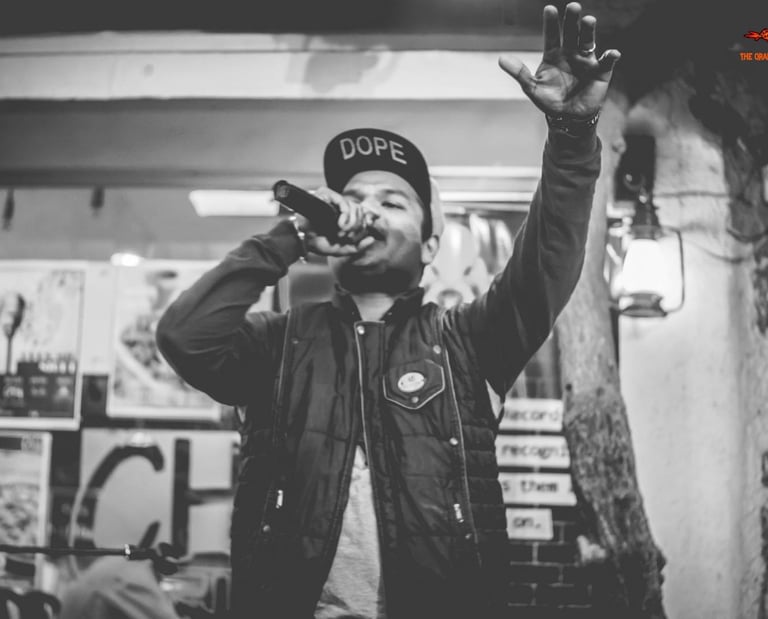 RADA, a rapper performs at an Orange Octopus event in 2017.