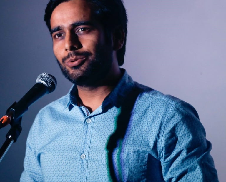Parth Walunjkar, a singer-songwriter performs at an Orange Octopus event in 2018