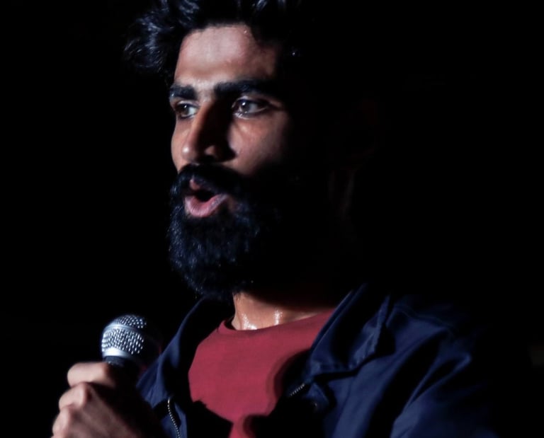 Harsh Panwar, a singer-songwriter performs at an Orange Octopus event in 2018