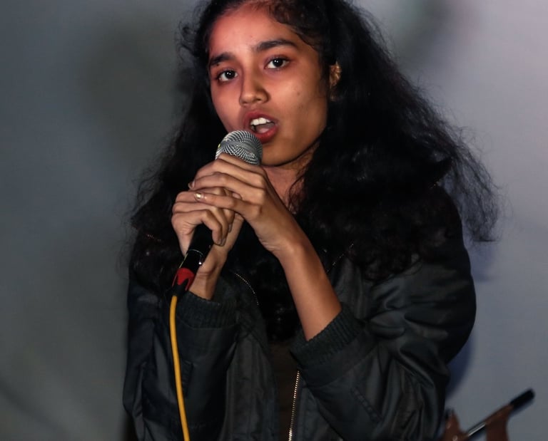 Kashmira Khot, a singer-songwriter performs at an Orange Octopus event in 2018.