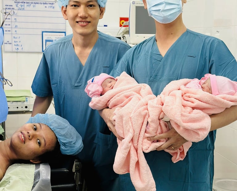 mổ lấy thai, song thai, ivf, khâu eo