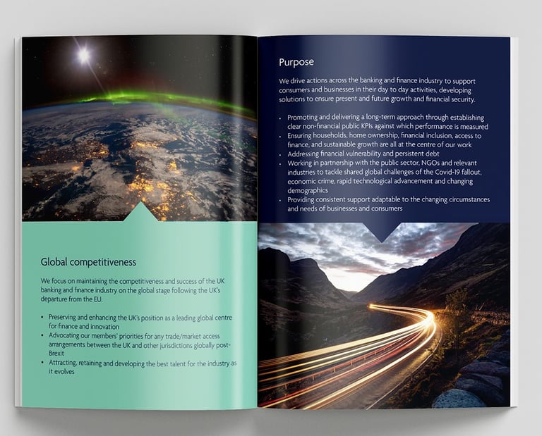 a report spread showing pictures and text